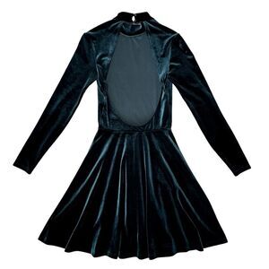 American Apparel 90s Green Velvet Open Back Skater Dress XS Witchy Fairy Goth